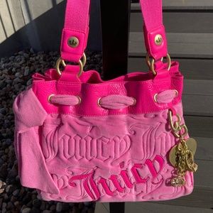 Juicy couture Hot Pink Daydreamer Velour shoulder bag tote bag